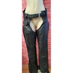 Wilsons Chaps Leather Black MOTORCYCLE RIDING LEATHER M Open Road Adjustable #C6